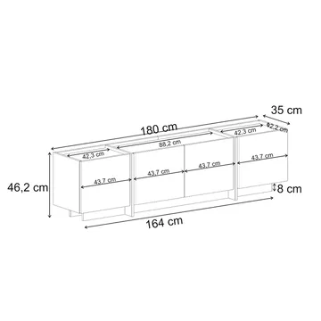 Sylvenn TV-benk 180 cm - Hvit og Atlantic Pine - Møbler - TV- & Mediamøbler - Mediestativ & veggfeste - TV-veggfeste