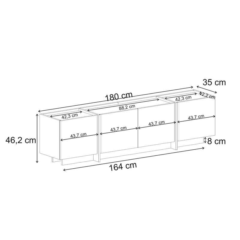 Sylvenn TV-benk 180 cm - Milano Walnut - Møbler - TV- & Mediamøbler - Mediestativ & veggfeste - TV-veggfeste