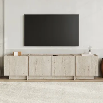 Sylvenn TV og Mediabenk 180 cm med Oppbevaring i Tre - Beige - Møbler - TV- & Mediamøbler - TV benk & mediabenk