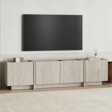Sylvenn TV og Mediabenk 180 cm med Oppbevaring i Tre - Beige - Møbler - TV- & Mediamøbler - TV benk & mediabenk