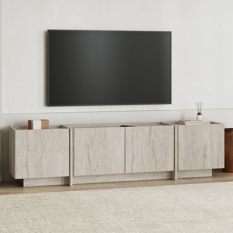 Sylvenn TV og Mediabenk 180 cm med Oppbevaring i Tre - Beige - Møbler - TV- & Mediamøbler - TV benk & mediabenk