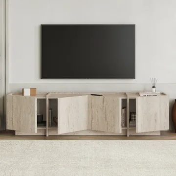 Sylvenn TV og Mediabenk 180 cm med Oppbevaring i Tre - Beige - Møbler - TV- & Mediamøbler - TV benk & mediabenk