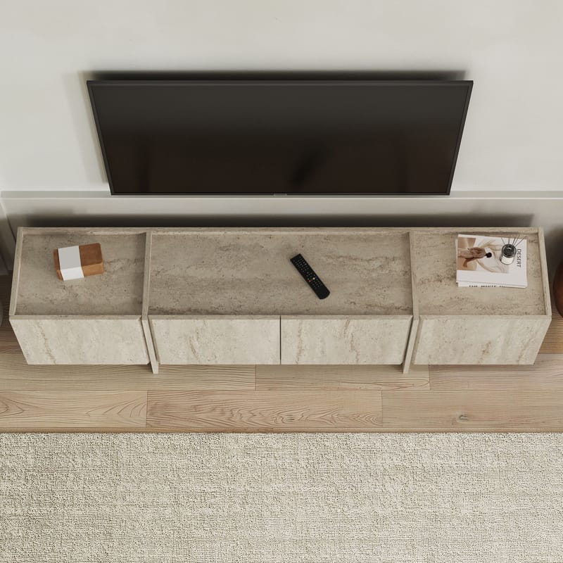 Sylvenn TV og Mediabenk 180 cm med Oppbevaring i Tre - Beige - Møbler - TV- & Mediamøbler - TV benk & mediabenk