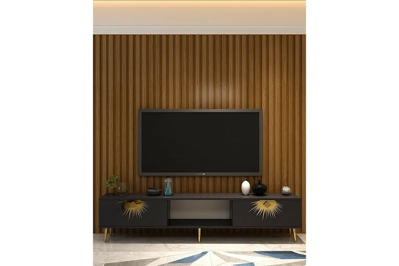 Tari TV-benk 150 cm - Antrasitt/Gull - Møbler - TV- & Mediamøbler - TV benk & mediabenk