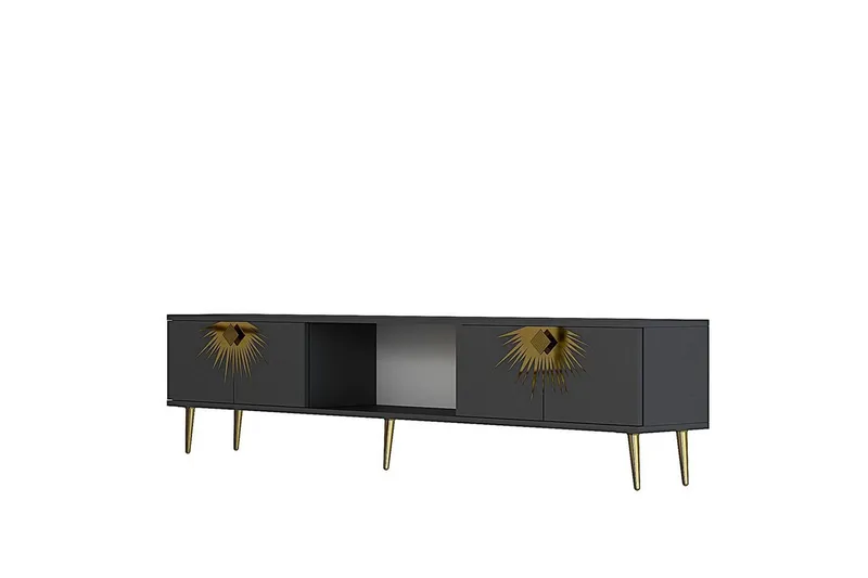 Tari TV-benk 150 cm, Antrasitt/Gull