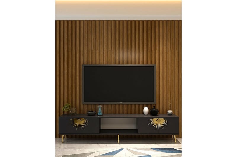 Tari TV-benk 150 cm - Antrasitt/Gull - Møbler - TV- & Mediamøbler - TV benk & mediabenk