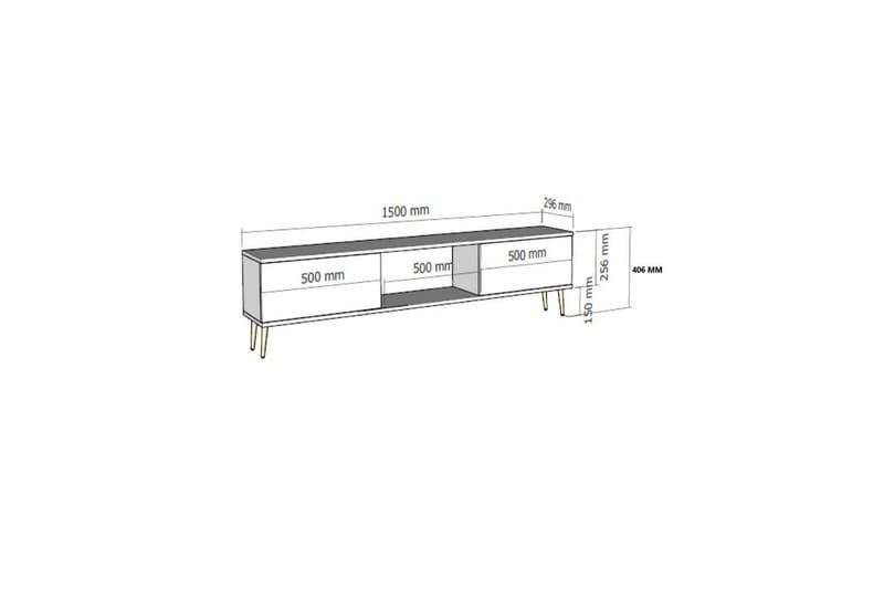 Tari TV-benk 150 cm - Hvit/Gull - Møbler - TV- & Mediamøbler - TV benk & mediabenk