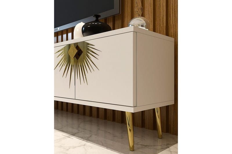Tari TV-benk 150 cm - Hvit/Gull - Møbler - TV- & Mediamøbler - TV benk & mediabenk
