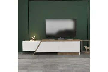 Tavros Gulvstående TV-benk 180 cm med Oppbevaring i Valnøtt - Hvit - Møbler - TV- & Mediamøbler - TV benk & mediabenk
