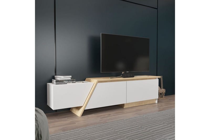 Tavros TV-benk 180 cm - Hvit/Eik - Møbler - TV- & Mediamøbler - TV benk & mediabenk