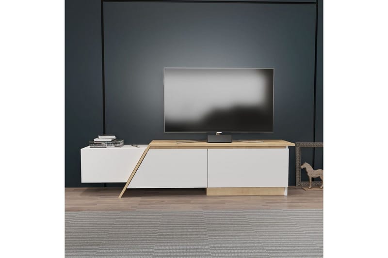 Tavros TV-benk 180 cm - Hvit/Eik - Møbler - TV- & Mediamøbler - TV benk & mediabenk
