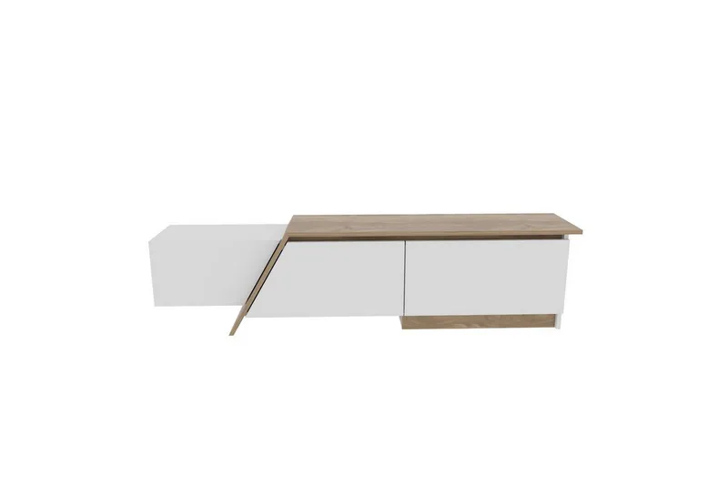 Tavros TV-benk 180 cm, Hvit/Valnøtt