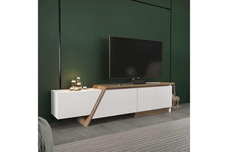 Tavros TV-benk 180 cm - Hvit/Valnøtt - Møbler - TV- & Mediamøbler - TV benk & mediabenk