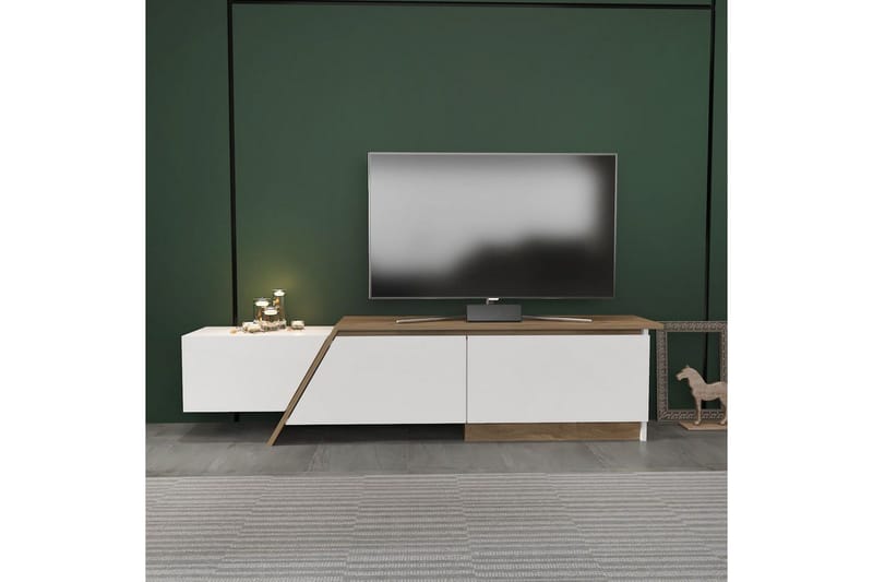 Tavros TV-benk 180 cm - Hvit/Valnøtt - Møbler - TV- & Mediamøbler - TV benk & mediabenk