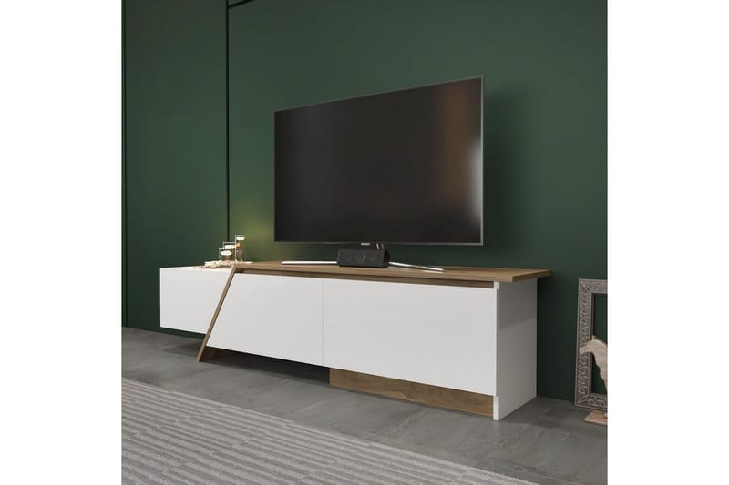 Tavros TV-benk 180 cm - Hvit/Valnøtt - Møbler - TV- & Mediamøbler - TV benk & mediabenk