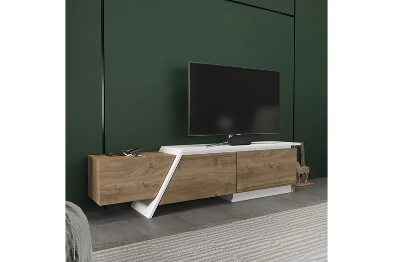 Tavros TV-benk 180 cm - Valnøtt/Hvit - Møbler - TV- & Mediamøbler - TV benk & mediabenk