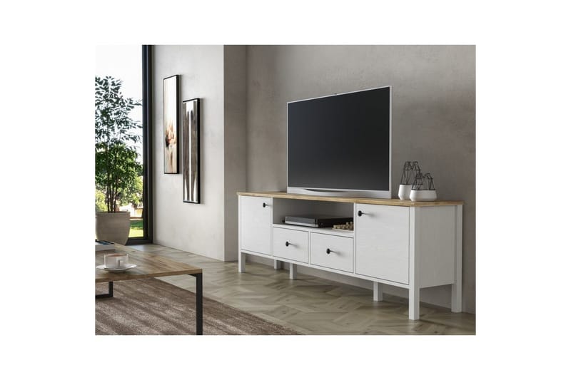 Thynor TV-benk 180 cm - Hvit - Møbler - TV- & Mediamøbler - TV benk & mediabenk