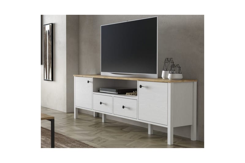 Thynor TV-benk 180 cm - Hvit - Møbler - TV- & Mediamøbler - TV benk & mediabenk