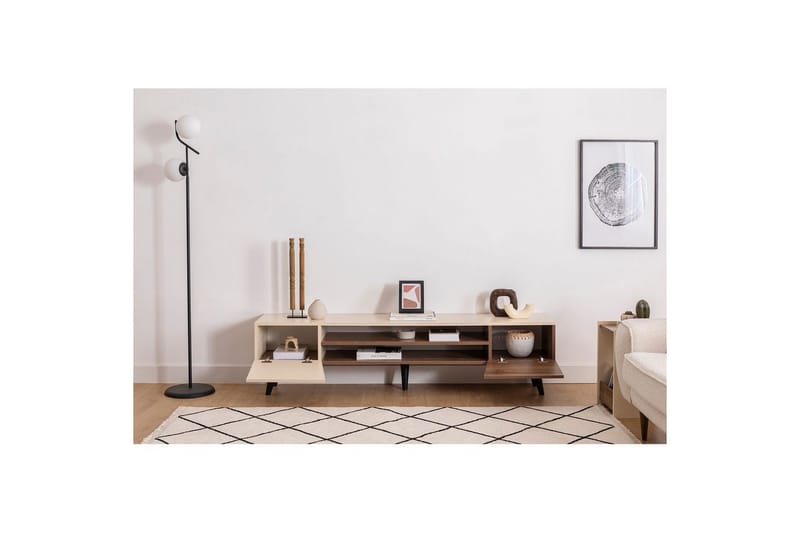 Torin TV-benk 180 cm - Valnøtt/Beige - Møbler - TV- & Mediamøbler - TV benk & mediabenk