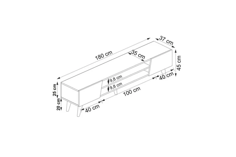 Torin TV-benk 180 cm - Valnøtt/Beige - Møbler - TV- & Mediamøbler - TV benk & mediabenk