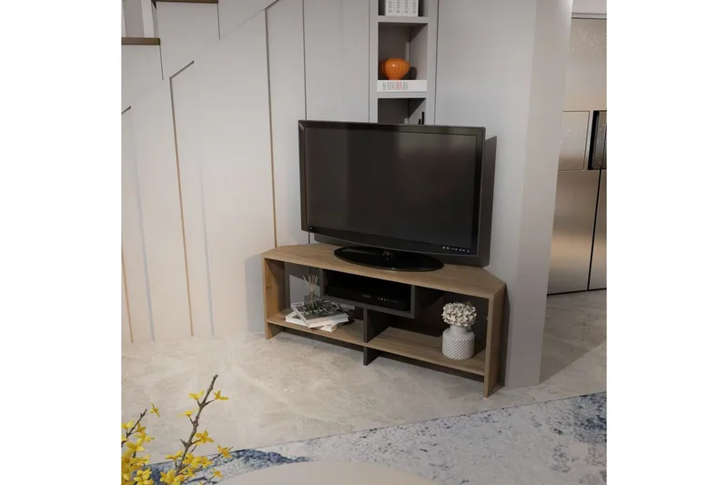 Torlin TV-benk 120 cm - Valnøtt/Hvit - Møbler - TV- & Mediamøbler - TV benk & mediabenk