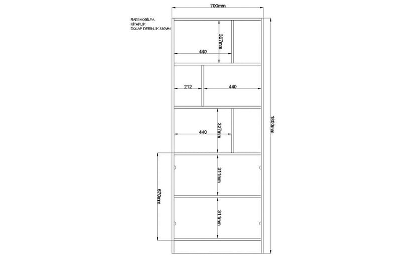 Torvin Bokhylle 70 cm i Malt Tre - Hvit - Oppbevaring - Hylle - Bokhylle
