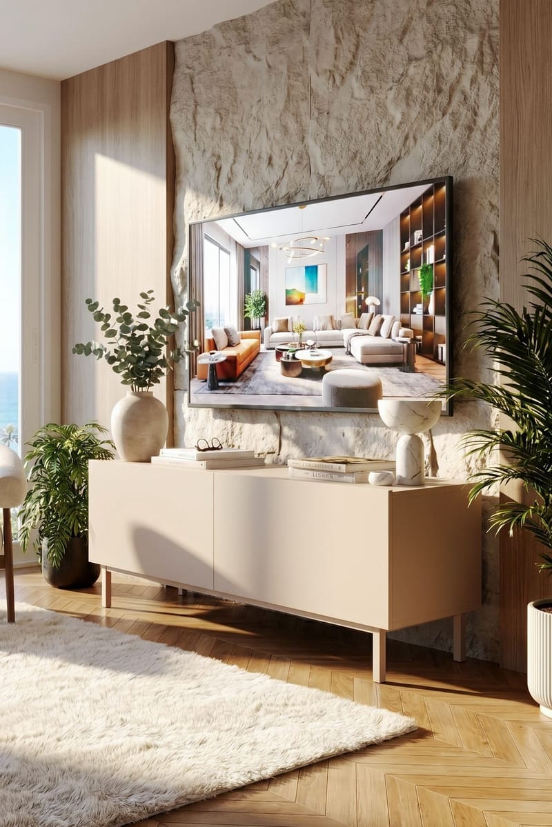 TV-benk Hanah Home Coast (120 x 47,3 x 36,8 cm) Sand - Sand - Møbler - TV- & Mediamøbler - Mediestativ & veggfeste - TV-veggfeste
