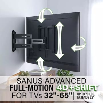 TV-feste Sanus 4D Max Vesa 400x400 32–65 Full Motion svart - Svart - Møbler - TV- & Mediamøbler - Mediestativ & veggfeste - TV-veggfeste
