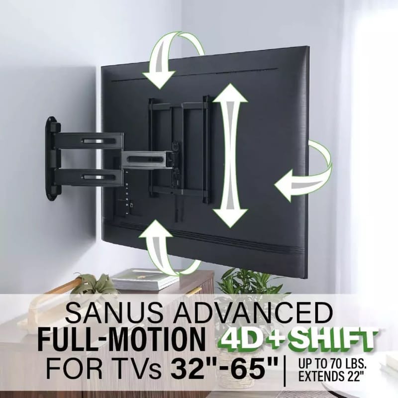 TV-feste Sanus 4D Max Vesa 400x400 32–65 Full Motion svart - Svart - Møbler - TV- & Mediamøbler - Mediestativ & veggfeste - TV-veggfeste