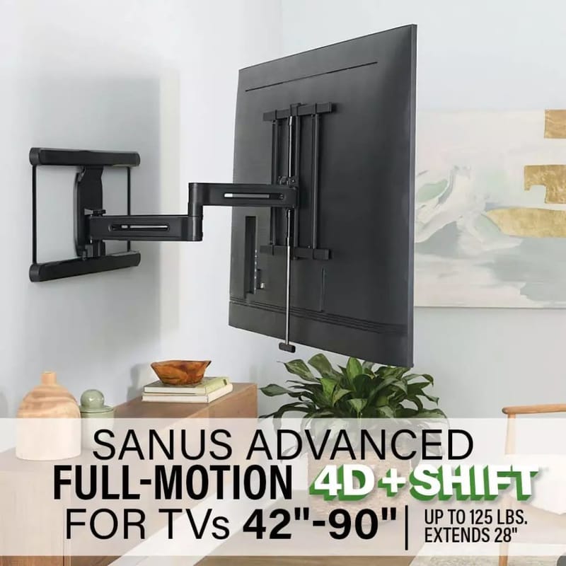 TV-feste Sanus 4D Max Vesa 600x400 42-90 Full Motion Svart - Svart - Møbler - TV- & Mediamøbler - Mediestativ & veggfeste - TV-veggfeste