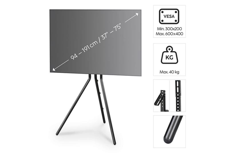 TV Gulvstativ Hama Design Opptil 75 Svart - Svart - Møbler - TV- & Mediamøbler - Mediestativ & veggfeste - TV-veggfeste
