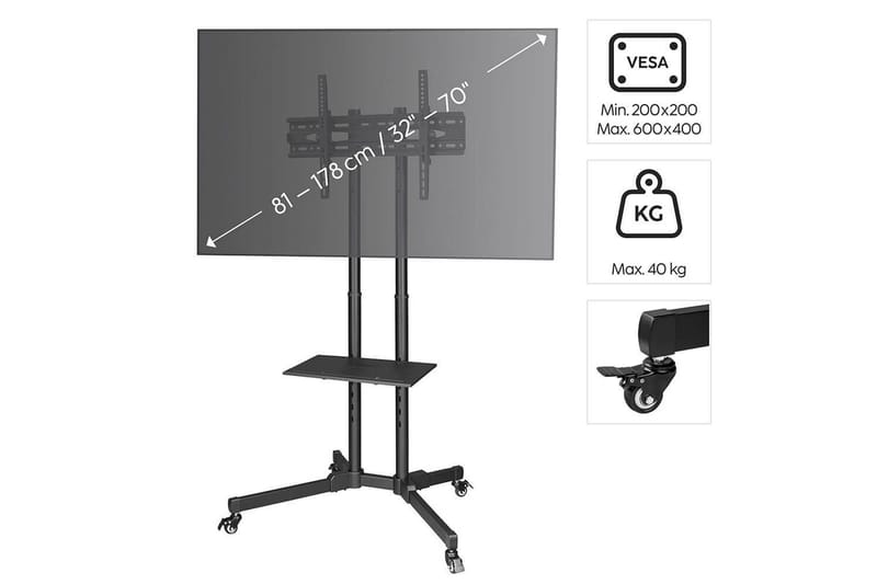 TV-stativ Hama VESA Trolley opptil 75 svart - Svart - Møbler - TV- & Mediamøbler - Mediestativ & veggfeste - TV-veggfeste