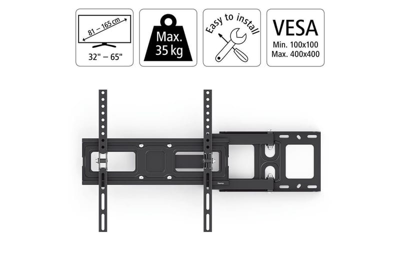 TV-veggfeste Hama VESA Full Motion opptil 65 maks 35 kg svart - Svart - Møbler - TV- & Mediamøbler - Mediestativ & veggfeste - TV-veggfeste