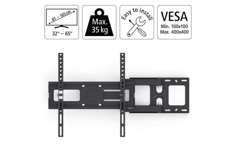 TV Veggfeste Hama VESA Full Motion Opptil 65 Maks 35kg Svart - Møbler - TV- & Mediamøbler - Mediestativ & veggfeste - TV-veggfeste