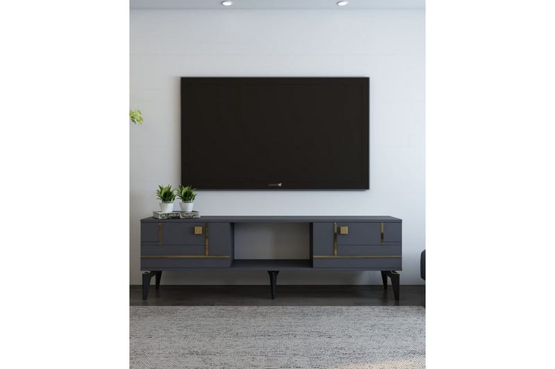 Varno TV-benk 150 cm - Antrasitt/Gull - Møbler - TV- & Mediamøbler - TV benk & mediabenk
