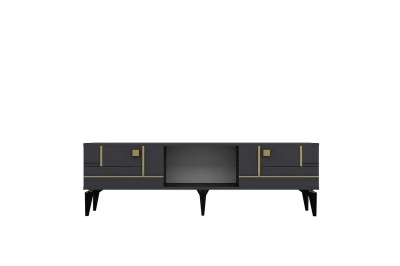 Varno TV-benk 150 cm, Antrasitt/Gull