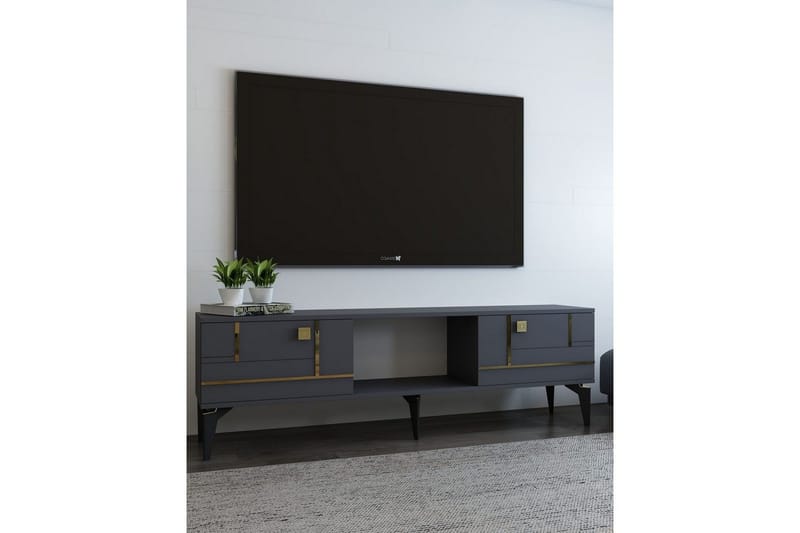 Varno TV-benk 150 cm - Antrasitt/Gull - Møbler - TV- & Mediamøbler - TV benk & mediabenk
