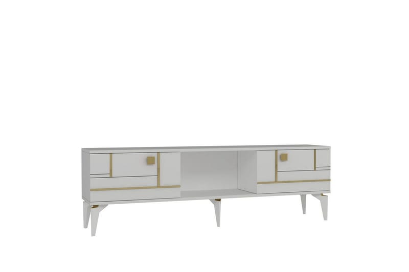 Varno TV-benk 150 cm - Hvit/Gull - Møbler - TV- & Mediamøbler - TV benk & mediabenk