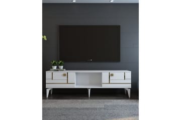 Varno TV-benk 150 cm - Hvit/Gull - Møbler - TV- & Mediamøbler - TV benk & mediabenk