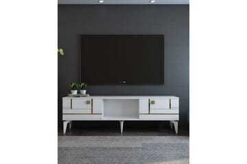 Varno TV-benk 150 cm - Hvit/Gull - Møbler - TV- & Mediamøbler - TV benk & mediabenk