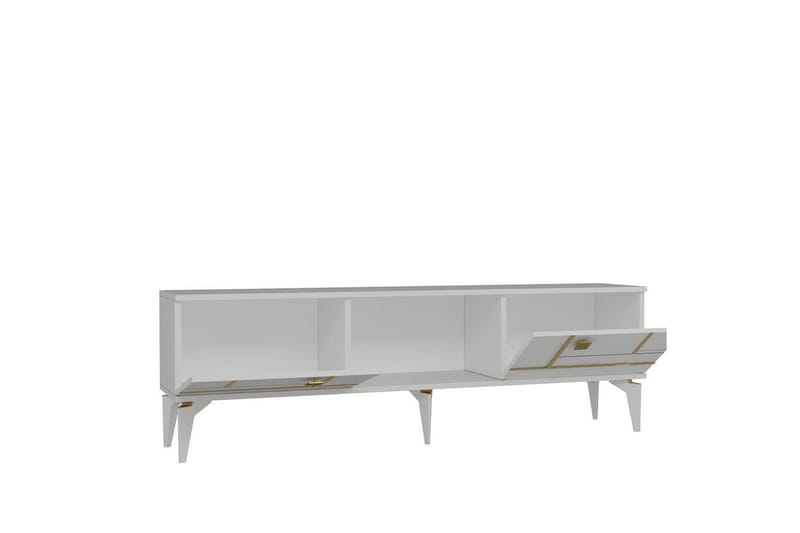 Varno TV-benk 150 cm - Hvit/Gull - Møbler - TV- & Mediamøbler - TV benk & mediabenk