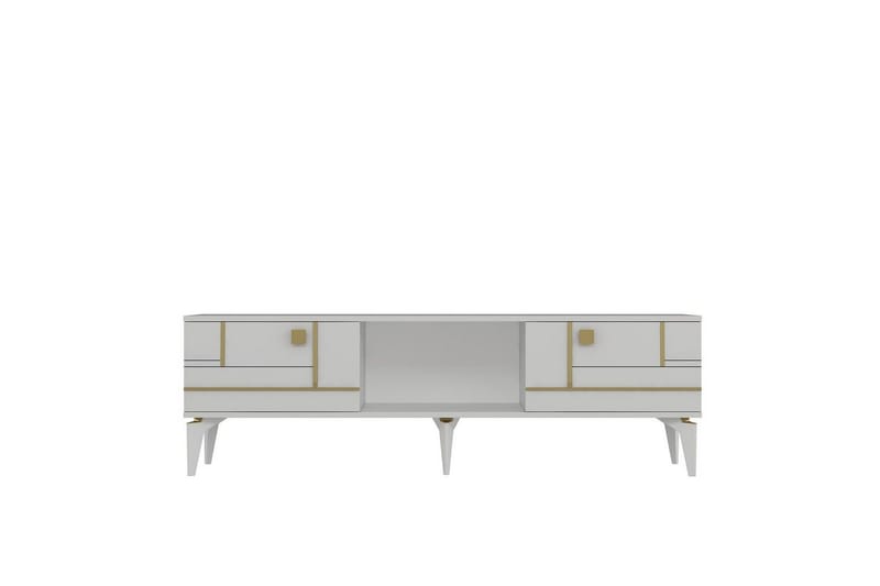 Varno TV-benk 150 cm, Hvit/Gull