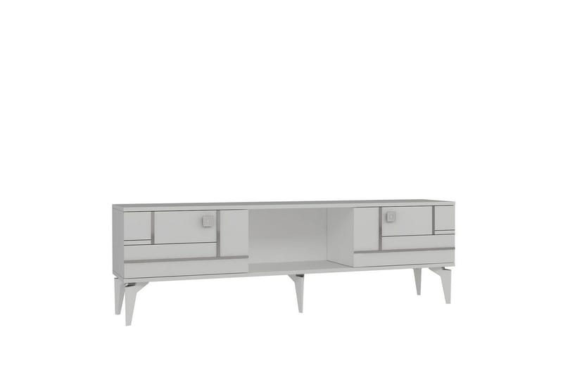Varno TV-benk 150 cm - Hvit/Sølv - Møbler - TV- & Mediamøbler - TV benk & mediabenk