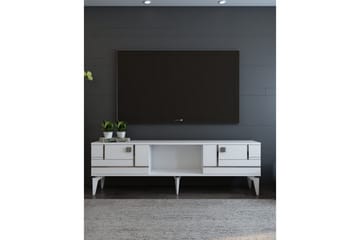 Varno TV-benk 150 cm - Hvit/Sølv - Møbler - TV- & Mediamøbler - TV benk & mediabenk