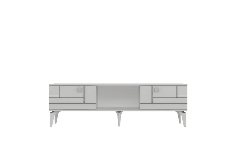 Varno TV-benk 150 cm - Hvit/Sølv - Møbler - TV- & Mediamøbler - TV benk & mediabenk