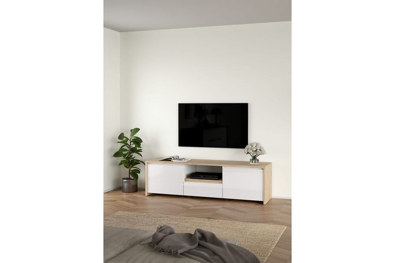 Varun TV-stativ 51 cm - Hvit/Rødfarget tre - Møbler - TV- & Mediamøbler - Mediestativ & veggfeste - TV-veggfeste