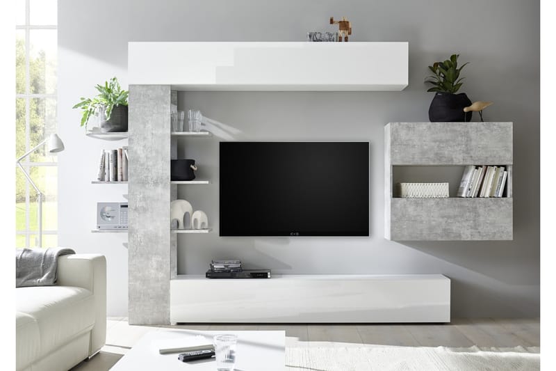 Veggkombinasjon Selvena 295 cm med Hylle - TV-veggfeste