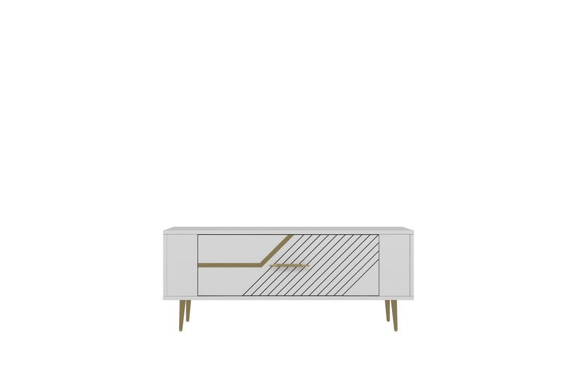 Veynor TV-benk 120 cm - Hvit/Gull - Møbler - TV- & Mediam�øbler - TV benk & mediabenk