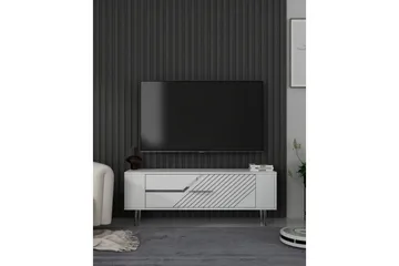 Veynor TV-benk 120 cm - Hvit/Sølv - Møbler - TV- & Mediamøbler - TV benk & mediabenk