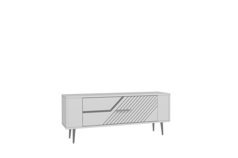 Veynor TV-benk 120 cm - Hvit/Sølv - Møbler - TV- & Mediamøbler - TV benk & mediabenk